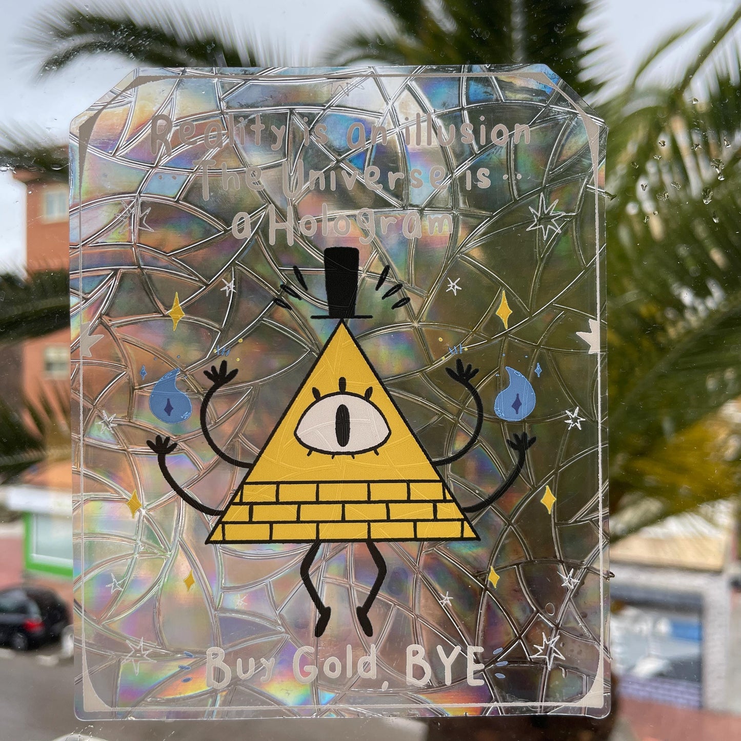 Bill Cipher Pegatina atrapasol reutilizable para ventana Gravity Falls