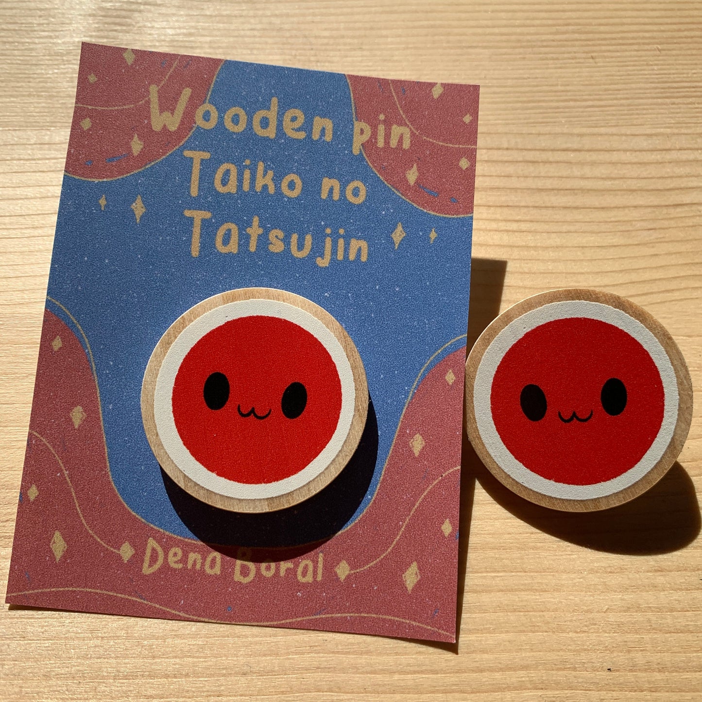 Pin de Madera Taiko No Tatsujin | Drum Wooden Pin Inspired Tambor | Pin Original Regalo Eco Friendly Madera Natural