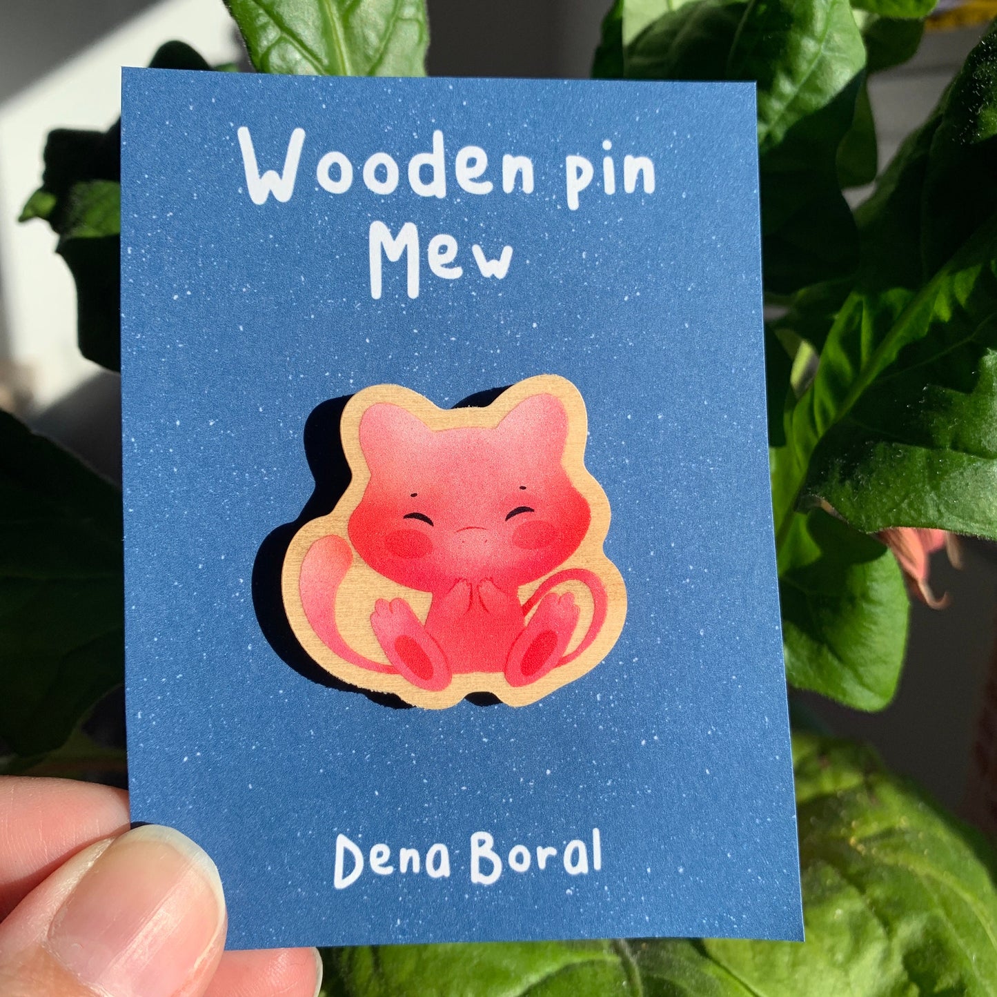 Pin de Madera Mew-poke| Mew  Wooden Pin Badge | Mew Poke