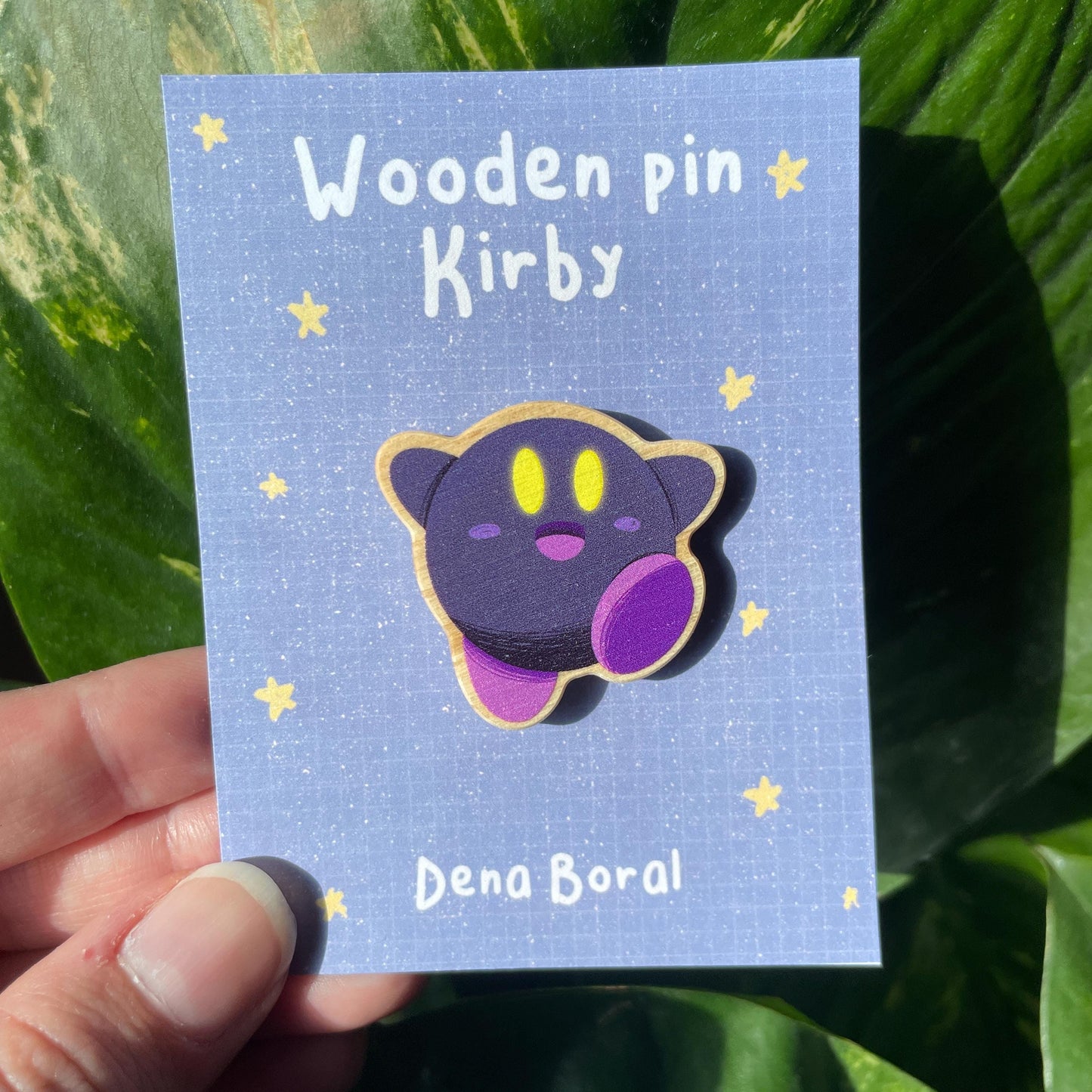 Dark Purple Kirby Pin de Madera | Wooden Pin Inspired Kirby | Pin Original Regalo Eco Friendly Madera Natural