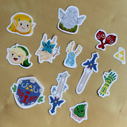 Zelda Fan Pack |  Pegatinas Zelda + Llavero Escudo + Pin Escudo