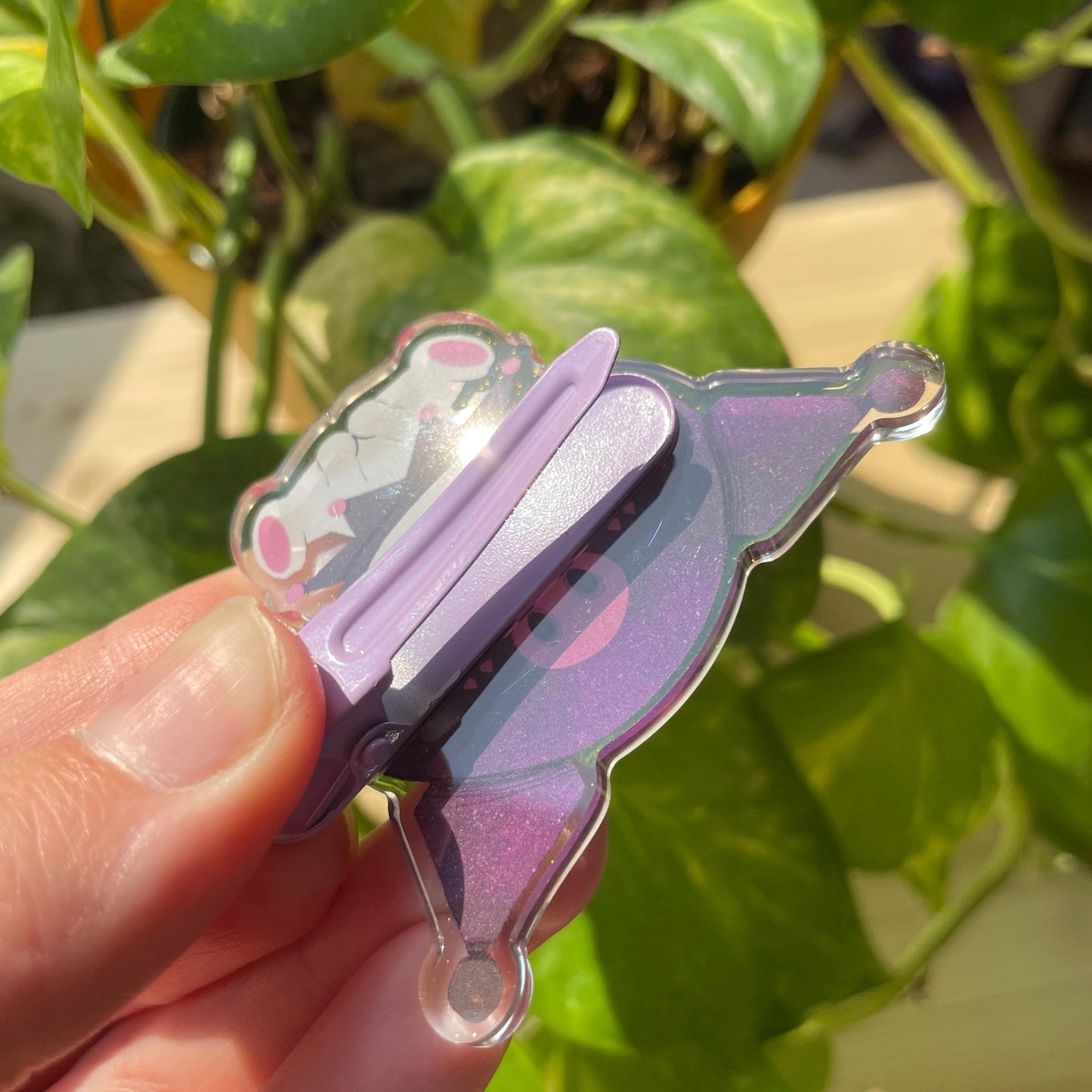 Pinza para el pelo inspirada en Kuromi: pasador, horquilla, diseño brillante con glitter