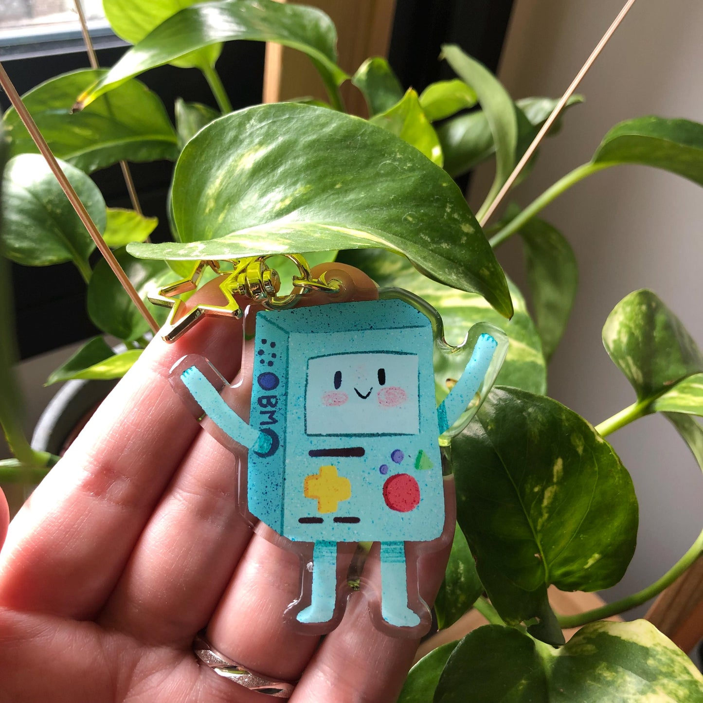 BMO Adventure Time Keyring | Hora de Aventuras llavero acrilico | Fanart Llavero colgante regalo llaves mochila Keychain