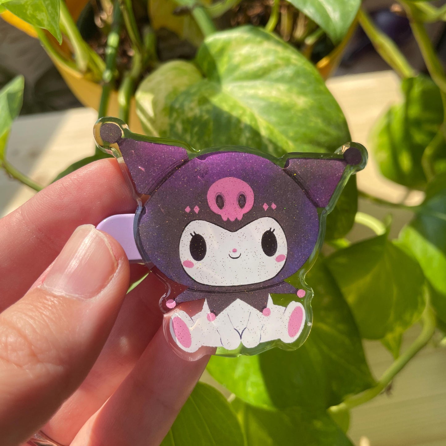 Pinza para el pelo inspirada en Kuromi: pasador, horquilla, diseño brillante con glitter