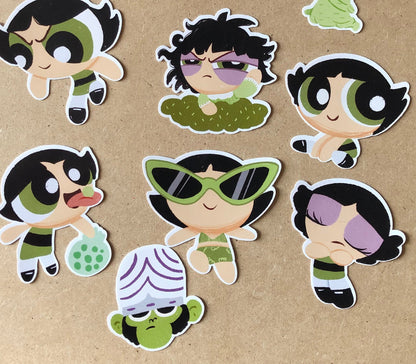 Pack Pegatinas Cactus Las Supernenas | Buttercup The Powerpuff Girls Stickers Pack | Cartoon Network Fanart | Las Chicas Superpoderosas