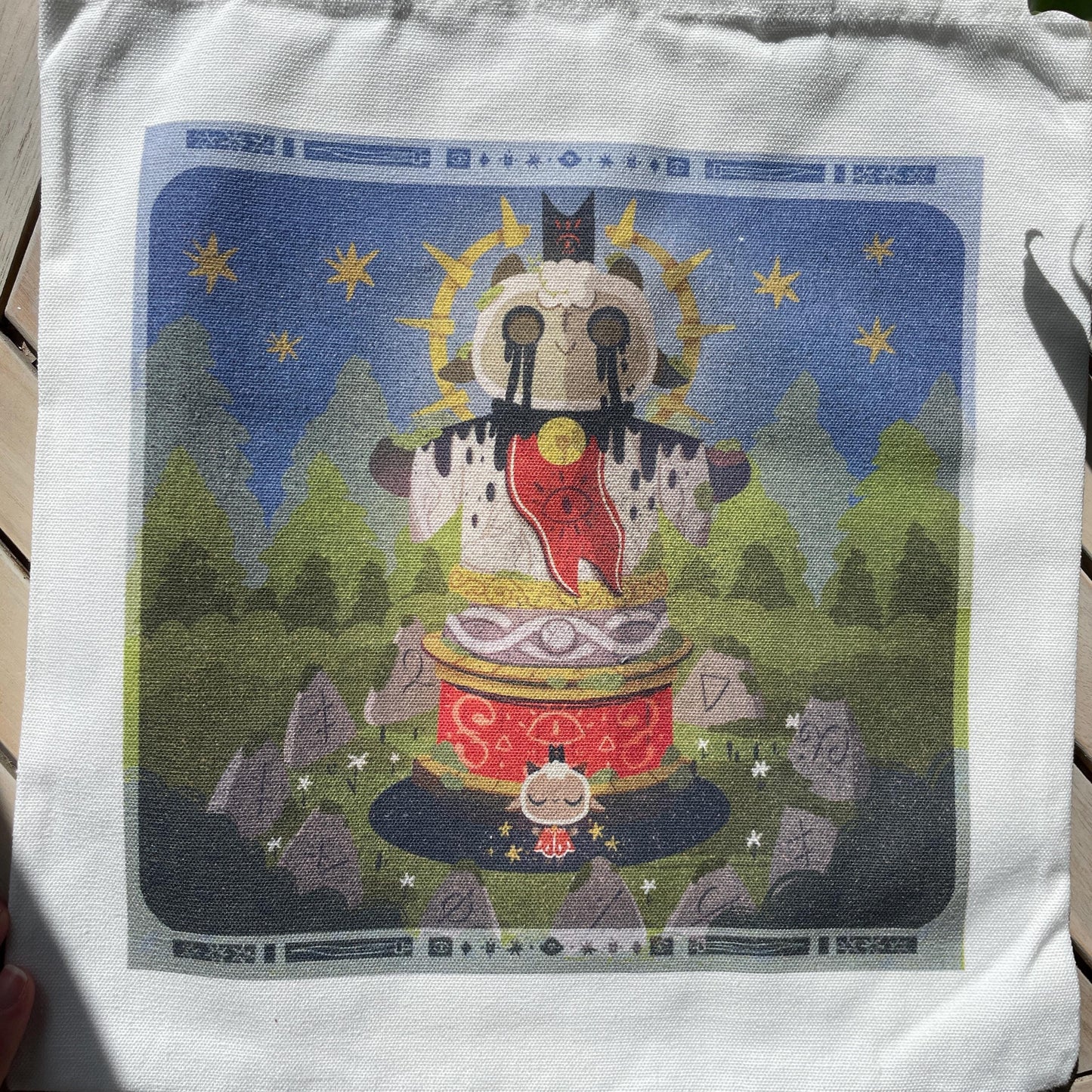 Tote bag de lino Cult of The Lamb Totem & Chill, doble diseño, 40x40 cm, bolsa ecológica reutilizable, lavable y muy resistente