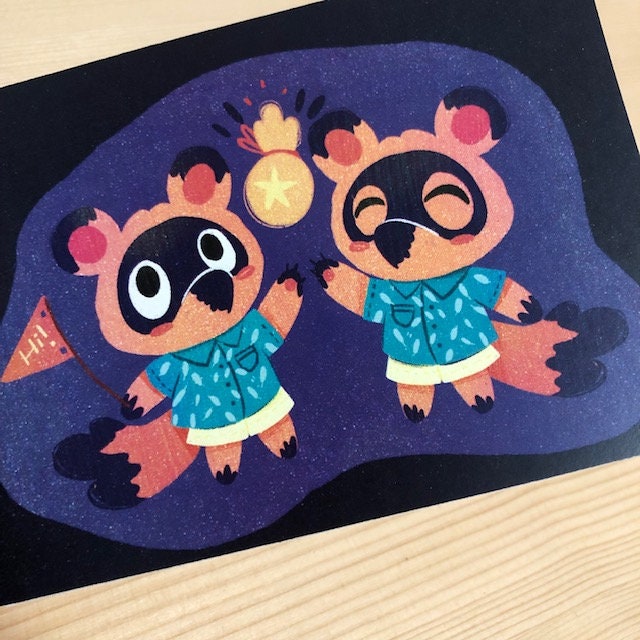 Postal Nendo & Tendo Animal Crossing New Horizons | Ilustración Original | Mini Print | Nintendo Switch