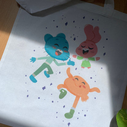 Tote Bag Gumball, Bolsa Tela Fanart The Amazing World of Gumball, Fan Art Bolso 100% Algodón 40x40cm 16x16inch