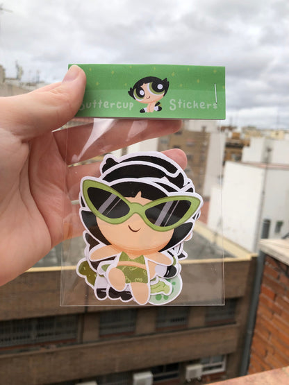 Pack Pegatinas Cactus Las Supernenas | Buttercup The Powerpuff Girls Stickers Pack | Cartoon Network Fanart | Las Chicas Superpoderosas