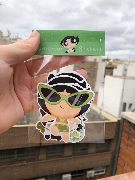 Pack Pegatinas Cactus Las Supernenas | Buttercup The Powerpuff Girls Stickers Pack | Cartoon Network Fanart | Las Chicas Superpoderosas