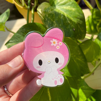 Pinza para el pelo inspirada en My Melody: pasador, horquilla, diseño brillante con glitter