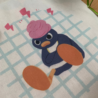 Tote Bag Pingu Enfadado | Bolsa Tela Fanart Angry Pingu Totebag | Fan Art 100% Algodón 40x40cm 16x16inch