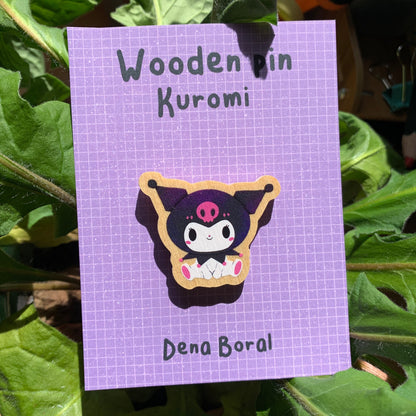 Kuromi | Kuromi Wooden Pin Badge | Kuromi
