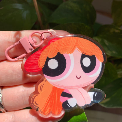 Llavero Pétalo Las Supernenas | Blossom The Powerpuff Girls Keychain | Cartoon Network Fanart | Las Chicas Superpoderosas