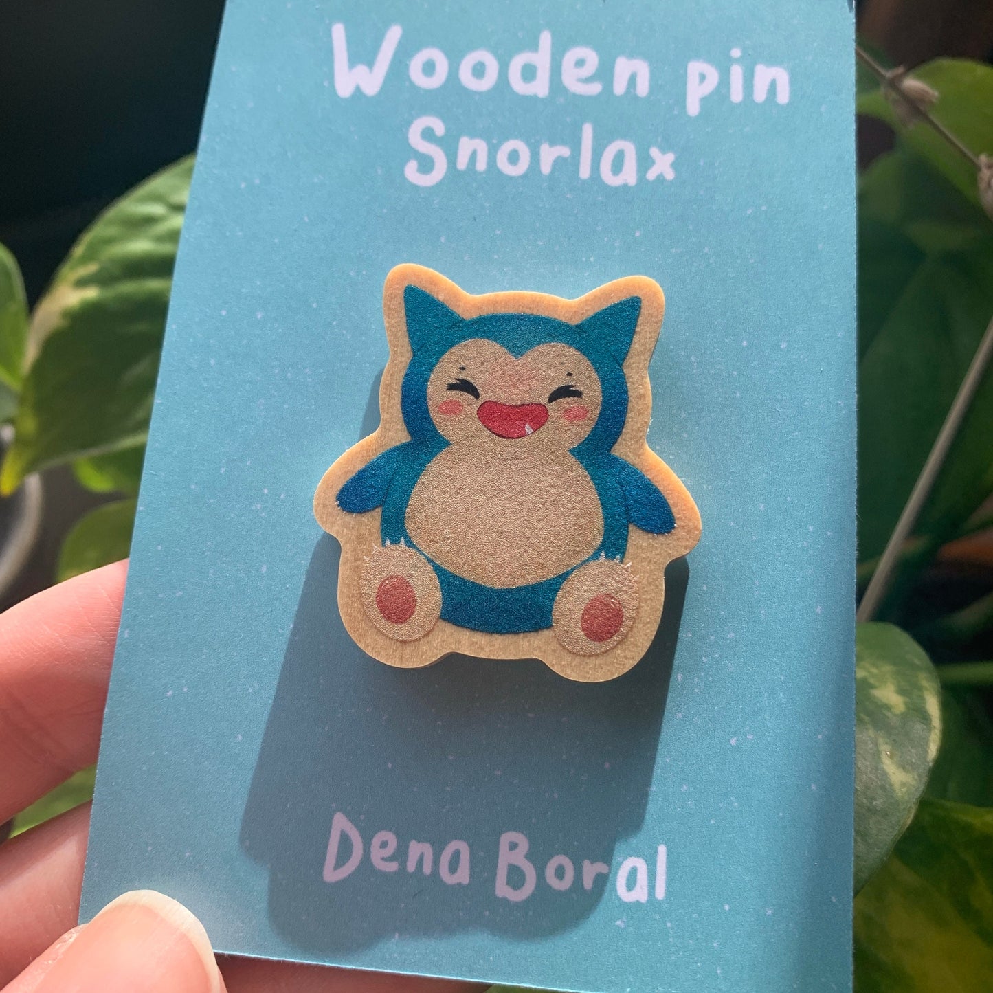 Pin de Madera Snorlax-poke   |Snorlax  Wooden Pin Badge | Snorlax