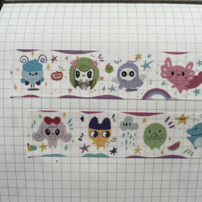 Washi Tape Tamagotchi Ilustrado: Cinta Decorativa Retro y Kawaii de la colección "Tamagotchi Paradise"