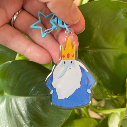 Rey Hielo Adventure Time Keyring | Ice King Hora de Aventuras llavero acrilico | Fanart Llavero colgante regalo llaves mochila Keychain