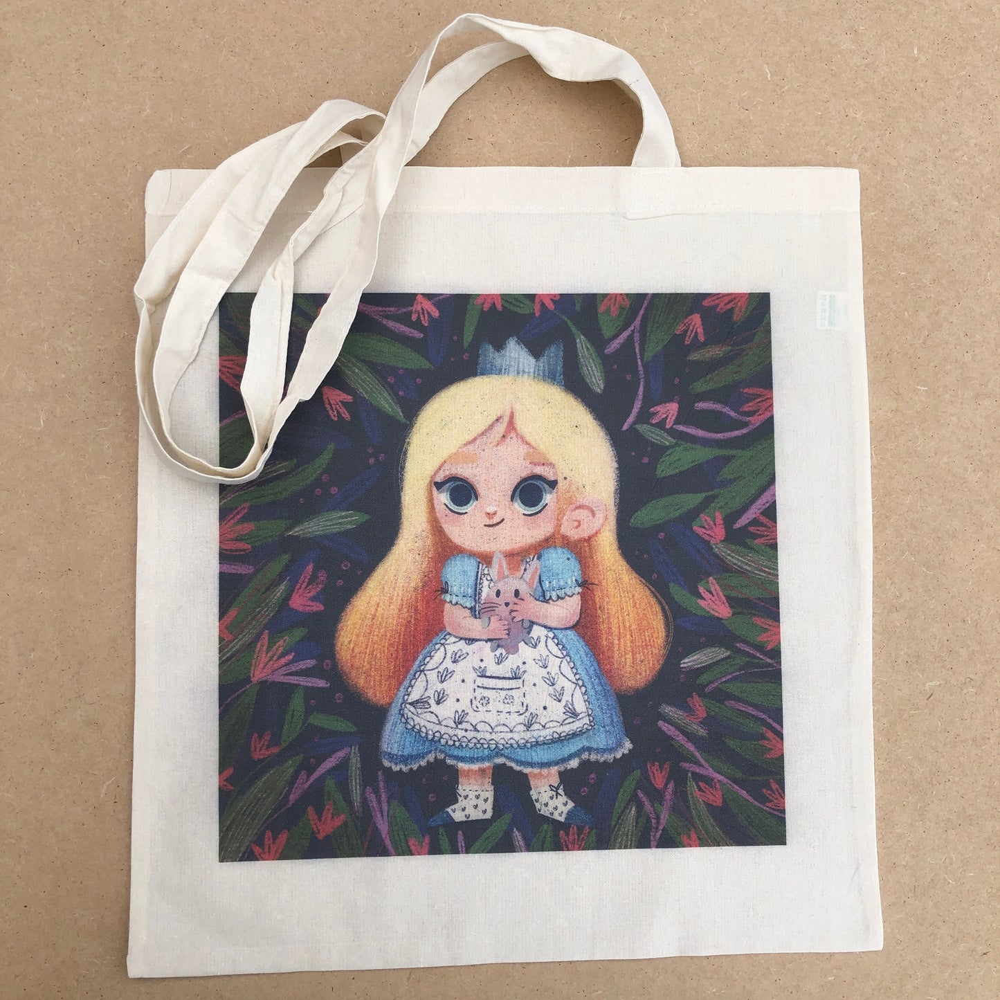 Tote Bag Alicia | Totebag Fanart Alicia en el Pais de las Maravillas | Alice in Wonderland Fan Art 100% Cotton 40x40cm 16x16inch