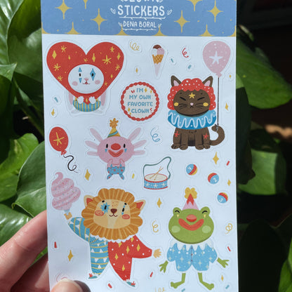 Clown | Hoja de pegatinas stickers decoración payasos | Pack de pegatinas precortadas