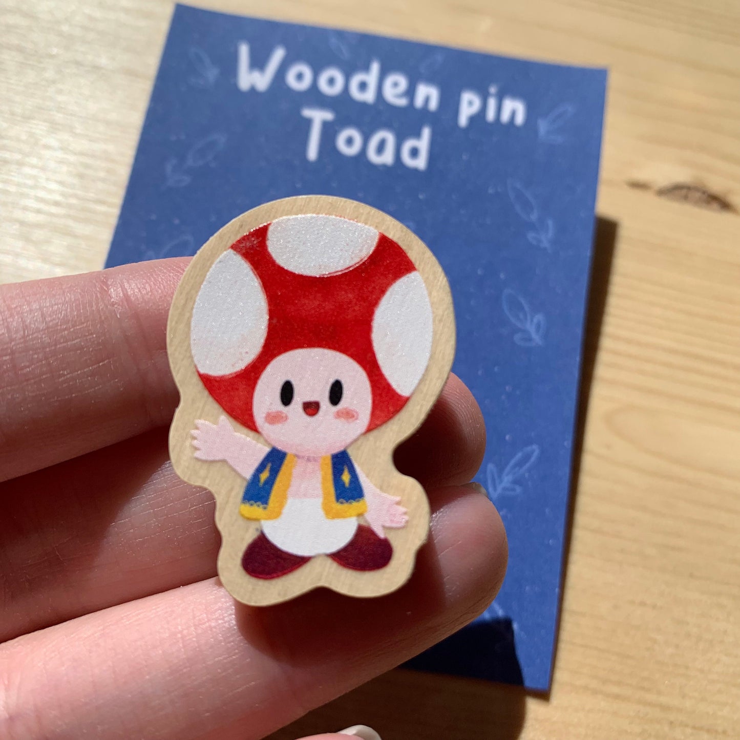 Pin de madera natural, Toad Super Mario Bros, Nintendo Switch