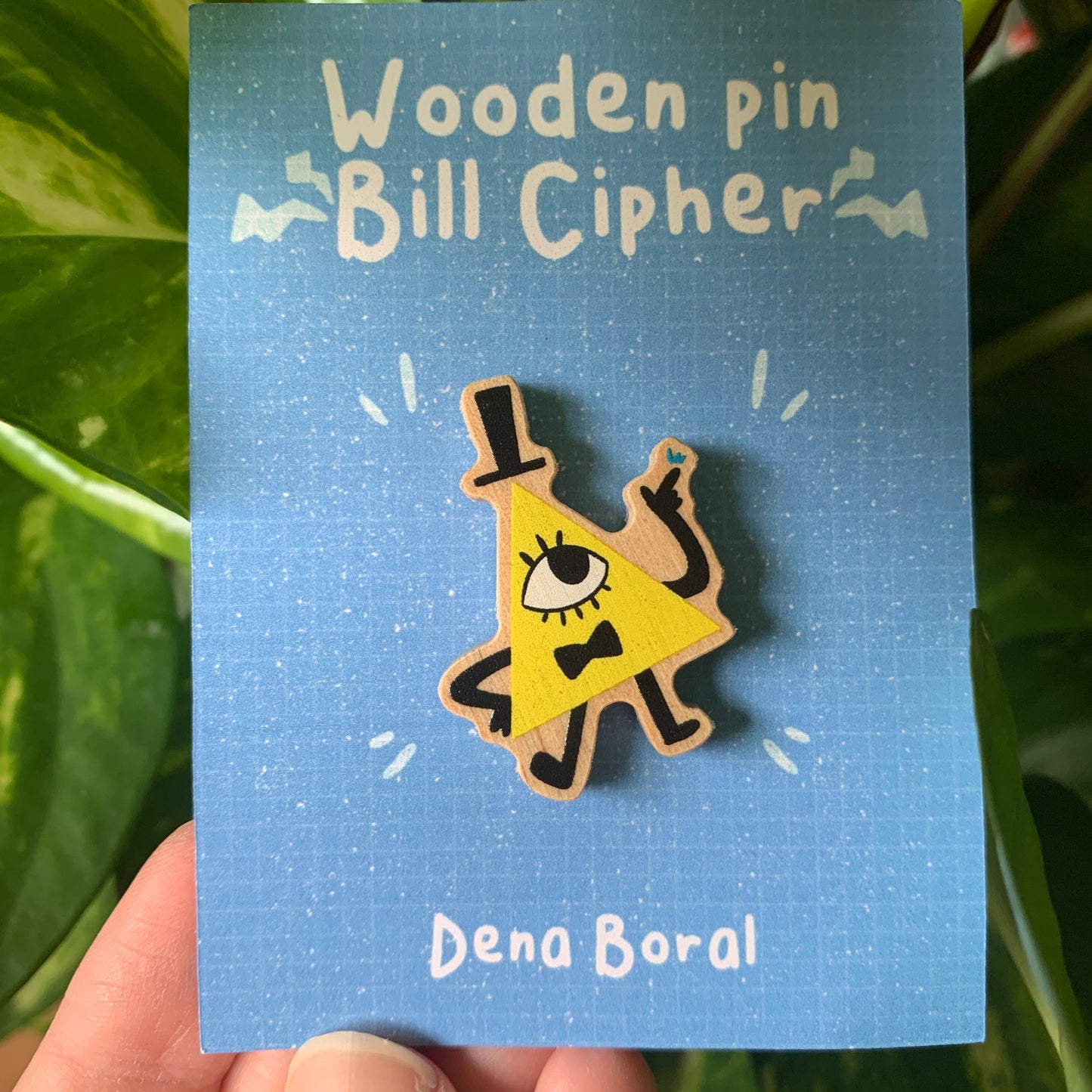 Bill Cipher Gravity Falls Pin de Madera Natural