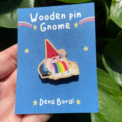 Gnomo Gravity Falls Pin de Madera Natural