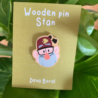 Stan Pines Gravity Falls Pin de Madera Natural