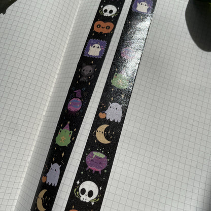 Washi Tape Spooky Monstruos Ilustrado: Cinta Decorativa Retro y Kawaii de la colección "Halloween"