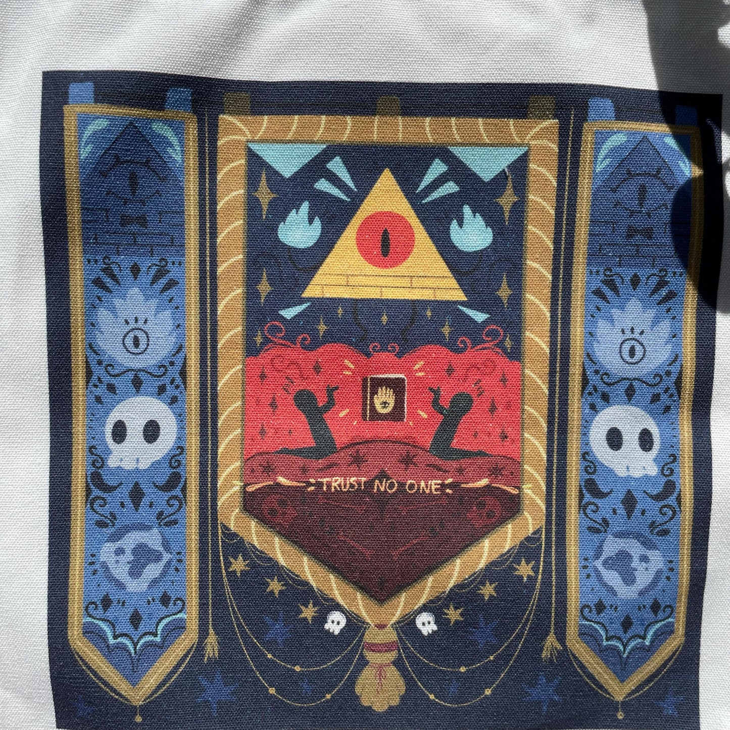 Tote bag de lino Gravity Falls Bill Cipher King & Cult, doble diseño, 40x40 cm, bolsa ecológica reutilizable, lavable y muy resistente