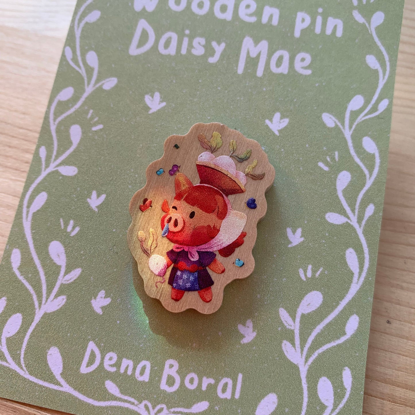 Pin de madera natural, Juliana Animal Crossing New Horizons, Nintendo Switch Daisy Mae