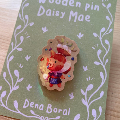 Pin de madera natural, Juliana Animal Crossing New Horizons, Nintendo Switch Daisy Mae