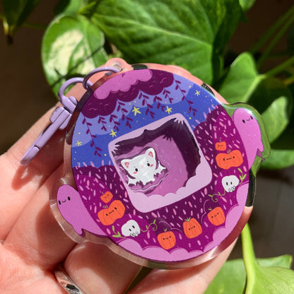 Llavero Halloween  murciélago blanco | Tamagotchi shaker