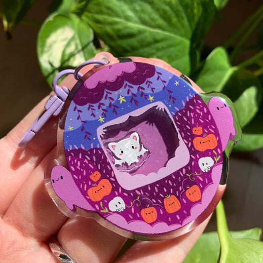 Llavero Halloween  murciélago blanco | Tamagotchi shaker