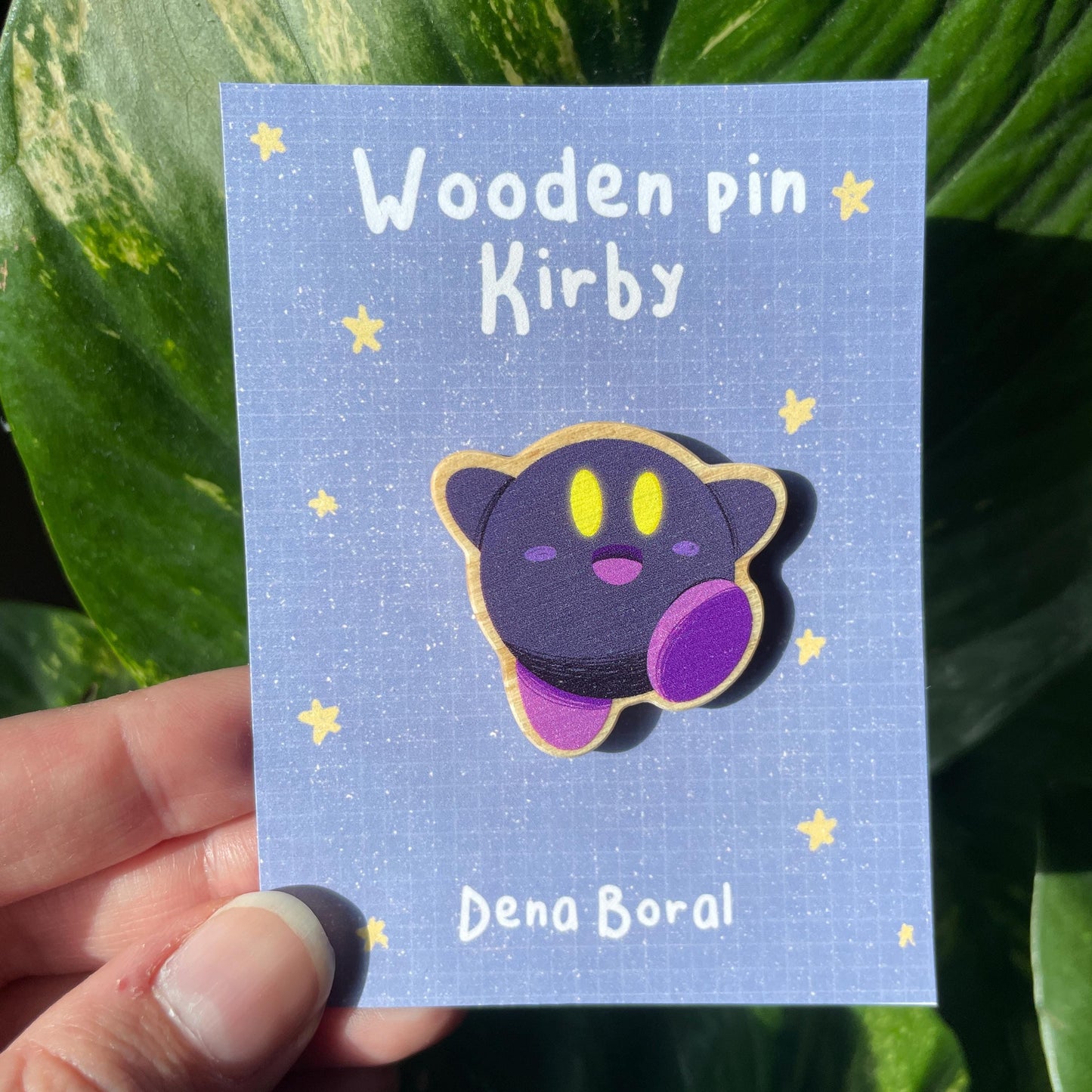 Dark Purple Kirby Pin de Madera | Wooden Pin Inspired Kirby | Pin Original Regalo Eco Friendly Madera Natural