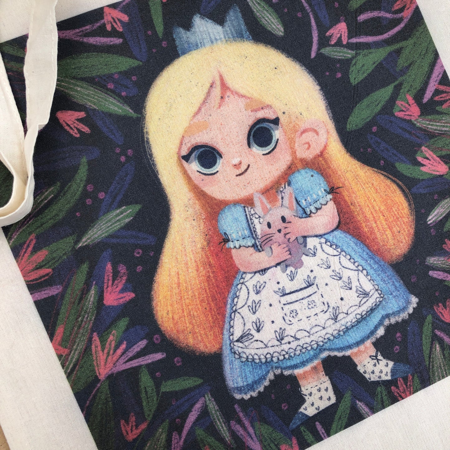 Tote Bag Alicia | Totebag Fanart Alicia en el Pais de las Maravillas | Alice in Wonderland Fan Art 100% Cotton 40x40cm 16x16inch