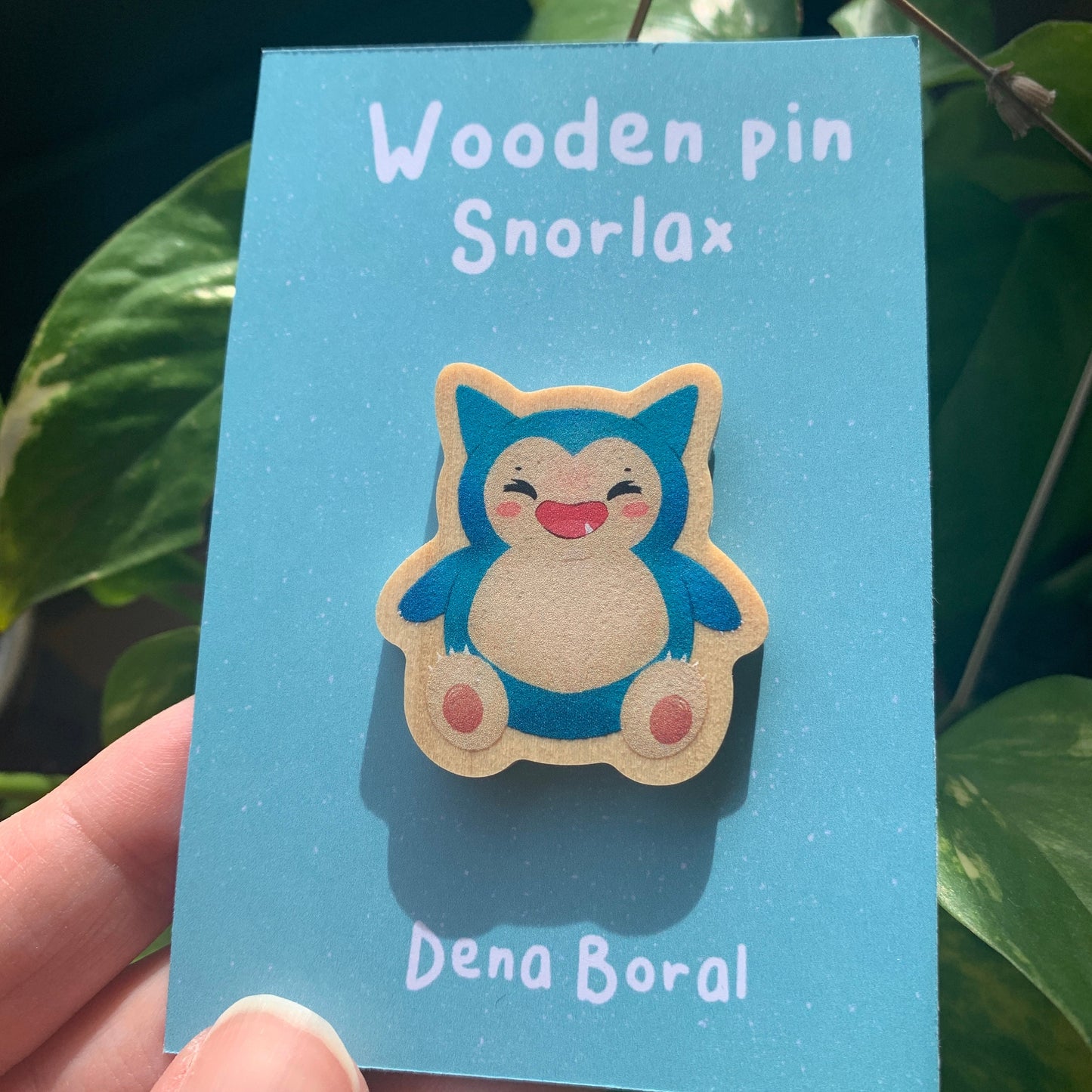 Pin de Madera Snorlax-poke   |Snorlax  Wooden Pin Badge | Snorlax
