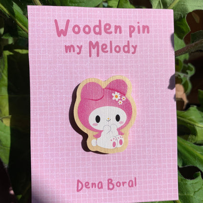 My melody | My Melody Wooden Pin Badge | My Melody