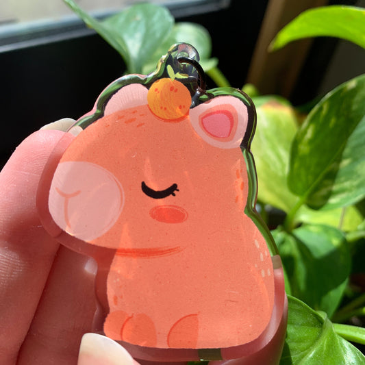 Baby Capybara Keyring: Llavero acrilico epoxy, Colgante llaves mochila
