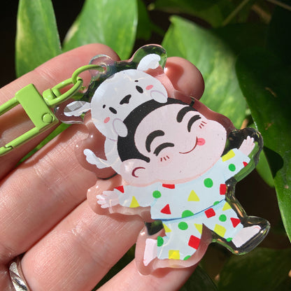 Shin-Chan Keyring | Llavero acrilico epoxy | Colgante regalo llaves mochila | Shin-Chan y Nevado
