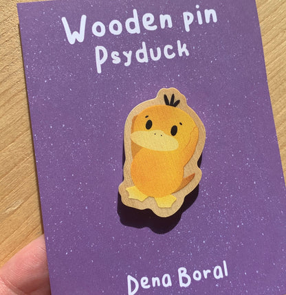 Pin de Madera Psyduck-poke |Psyduck  Wooden Pin Badge | Psyduck