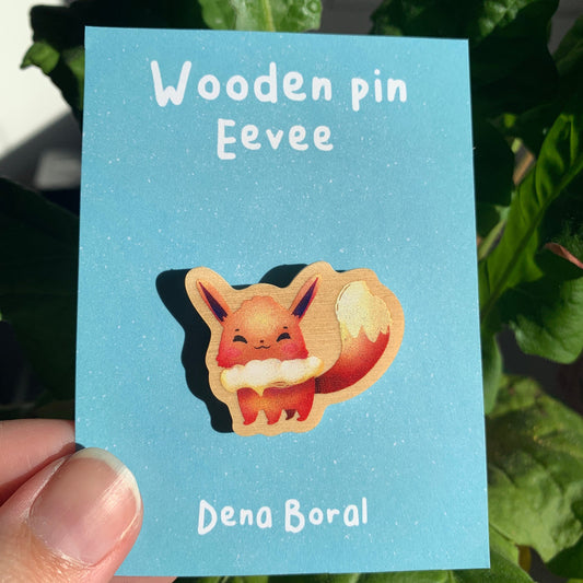 Pin de Madera Eevee-poke | Eevee-poke Wooden Pin Badge |