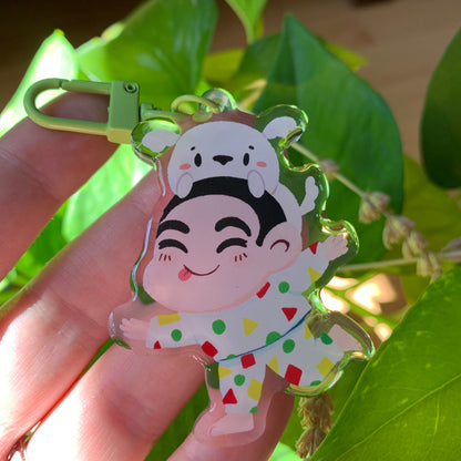 Shin-Chan Keyring | Llavero acrilico epoxy | Colgante regalo llaves mochila | Shin-Chan y Nevado