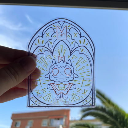 Cult of The Lamb Suncatcher, Pegatina atrapasol reutilizable para ventana