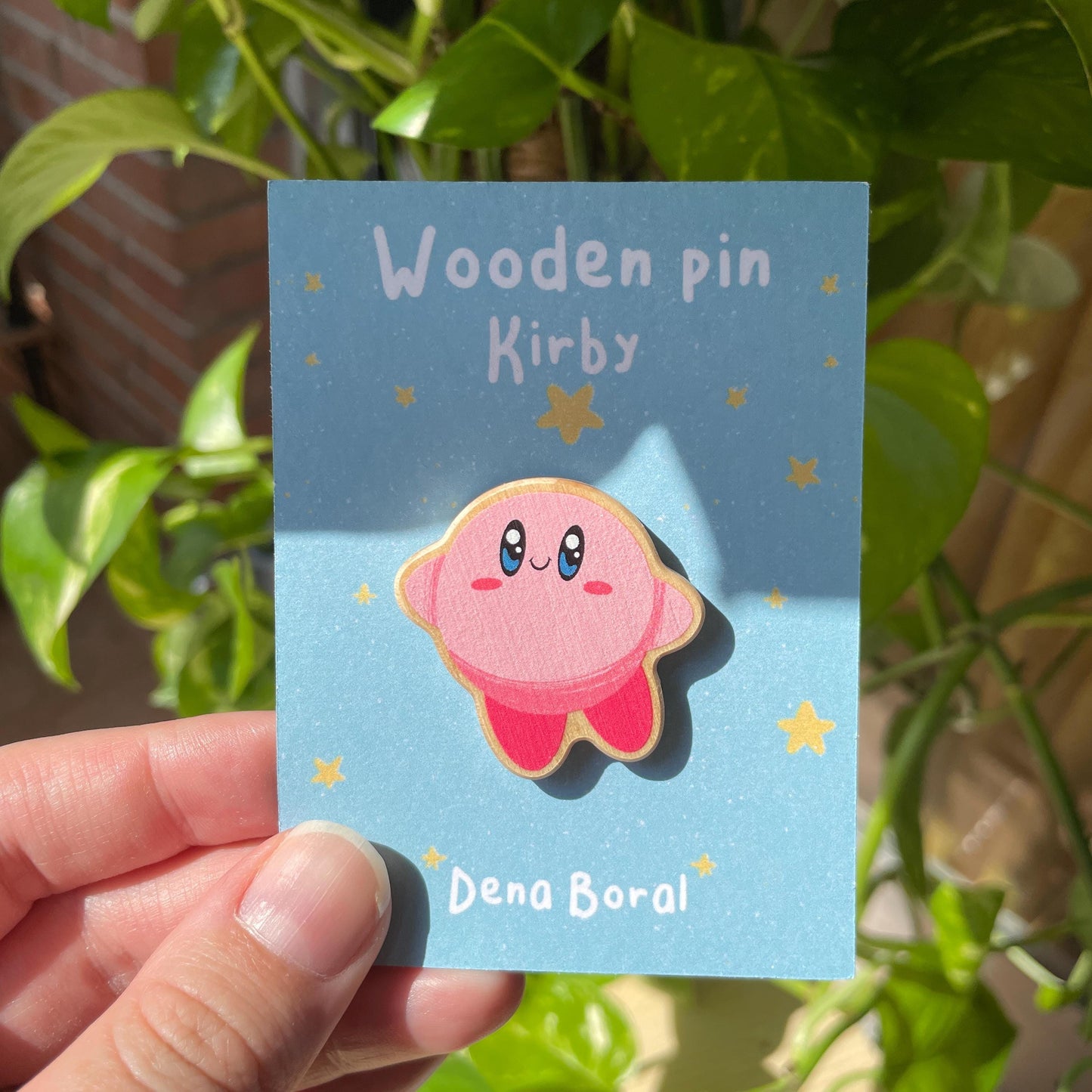 Kirby Fan Pack, Pegatinas y pin de madera natural de la colección Kirby, fanart de Nintendo