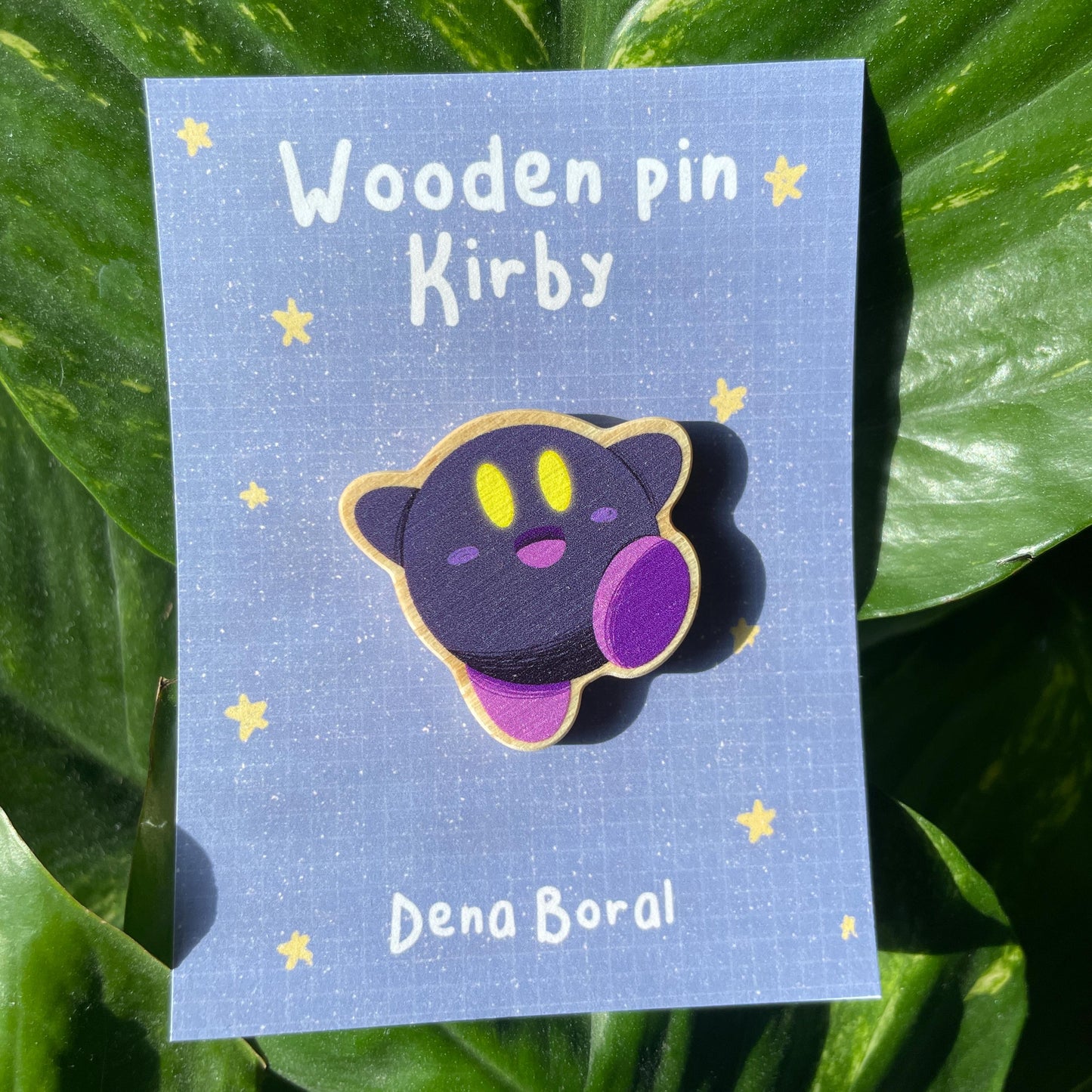Dark Purple Kirby Pin de Madera | Wooden Pin Inspired Kirby | Pin Original Regalo Eco Friendly Madera Natural