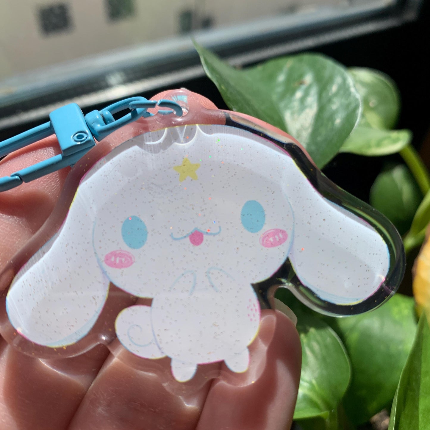Cinnamoroll Keyring | Llavero acrilico epoxy con glitter | Colgante regalo llaves mochila