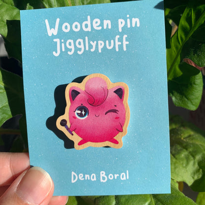 Pin de Madera Jigglypuf-poke | Jigglypuf-poke Wooden Pin Badge