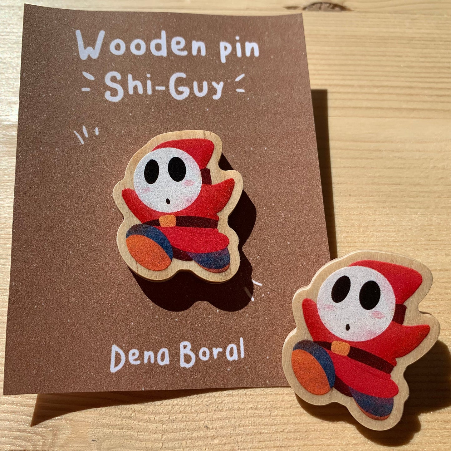 Pin de madera natural, Shi-Guy Super Mario Bros, Nintendo Switch