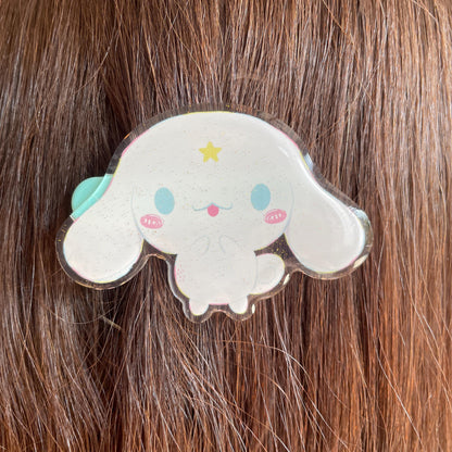 Pinza para el pelo inspirada en Cinnamoroll: pasador, horquilla, diseño brillante con glitter