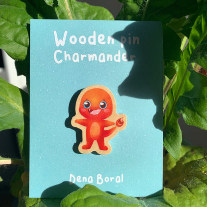 Pin de Madera Charmander-poke | Charmander-poke Wooden Pin Badge |